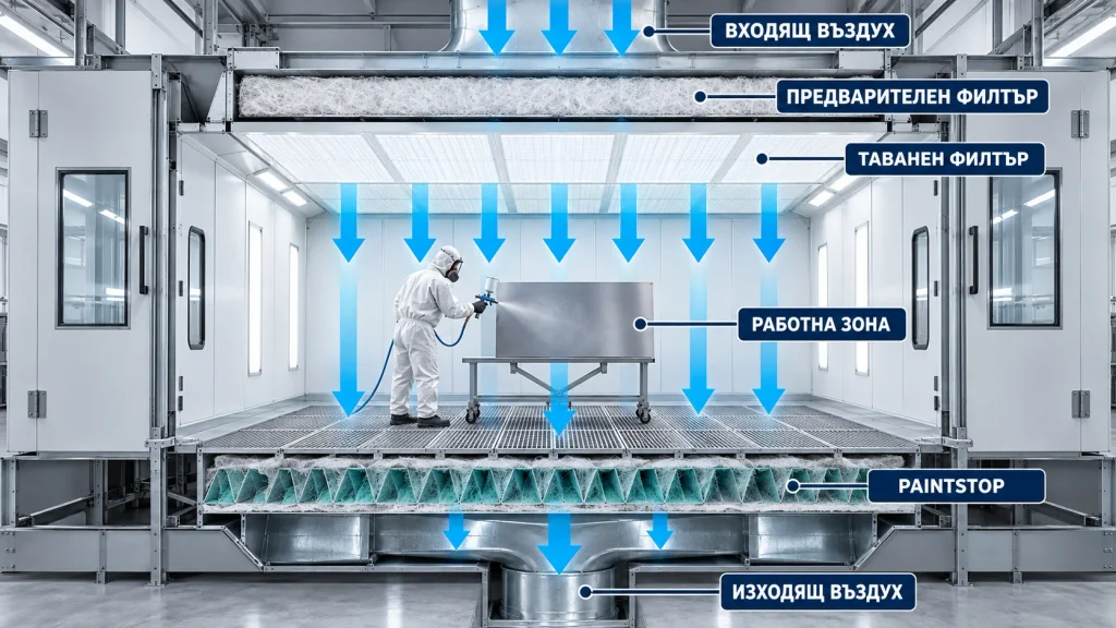 Класове на филтрация за бояджийски камери: G3, G4, M5, F7 и ISO 16890 3 filtracziya i vazdushen potok v boyadzhijska kamera 1